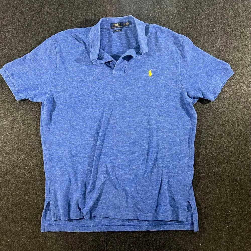 Polo Ralph Lauren Polo Shirt Mens XL Blue Classic Fit Yellow Pony Logo Cotton